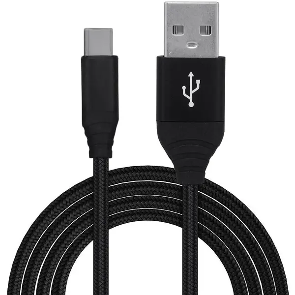 spacer CABLU alimentare si date SPACER, pt. smartphone, USB 3.0 (T) la USB Type-C (T), Braided, 2.1A, Retail pack, 0.5m, Negru, SPDC-TYPEC-BRD-BK-0.5