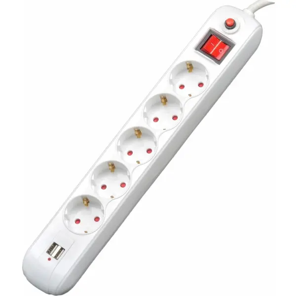 spacer Prelungitor Spacer 5 x prize Schuko - PP-5-45 USB, Alb