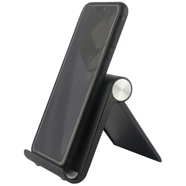 spacer Suport telefon SPACER, pliabil, fixare pe birou, universal cu unghi ajustabil, dimensiuni 90 x 70 x 12mm, negru