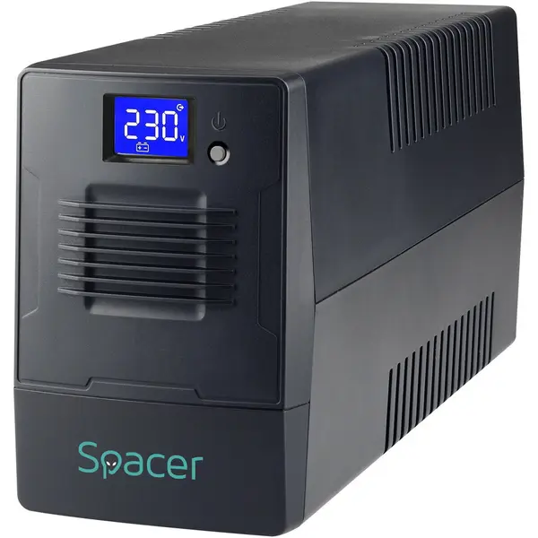 spacer UPS Spacer Line Int. cu management SPUP-1500D-LIT01, 1500VA/900W, AVR, LCD, 4 prize Schuko, Negru