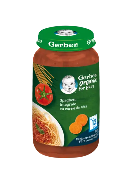 Spaghete integrale cu carne de vita +12 luni, 250g, Gerber