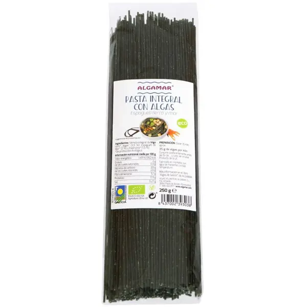 Spaghetti integrale din grau dur cu alge bio 250g Algamar