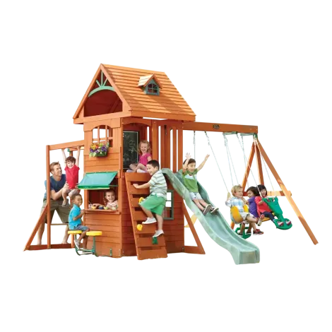 Spatiu de joaca din lemn de cedru KidKraft Ridgeview Deluxe Clubhouse, complet echipat, pentru 9 copii