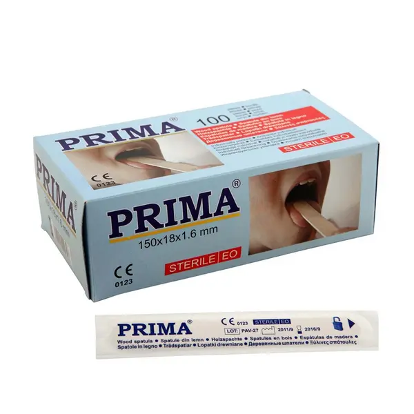 Spatule linguale sterile din lemn Prima, 100 buc