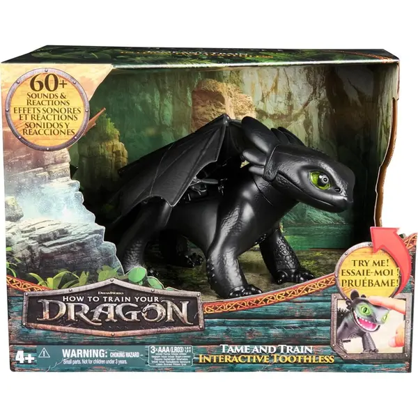 Spin Master Dreamworks Dragons World of Berk - Toothless Tame and Train Interactive Dragon (Jucarie interactiva din „How to Train Your Dragon”), Sunet, Lumini, Miscari, Multicolor, 4 ani+