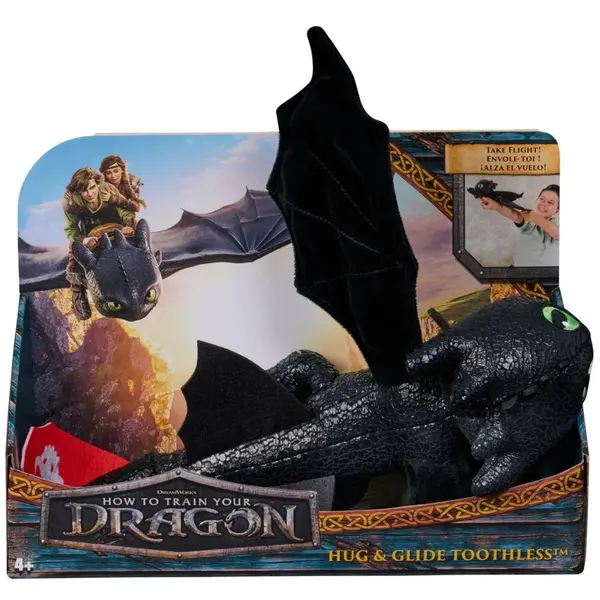 Spin Master How To Train Your Dragon 2025 - Toothless Hug and Glide, Dragon de plus interactiv 30 cm, Multicolor, 4 ani+