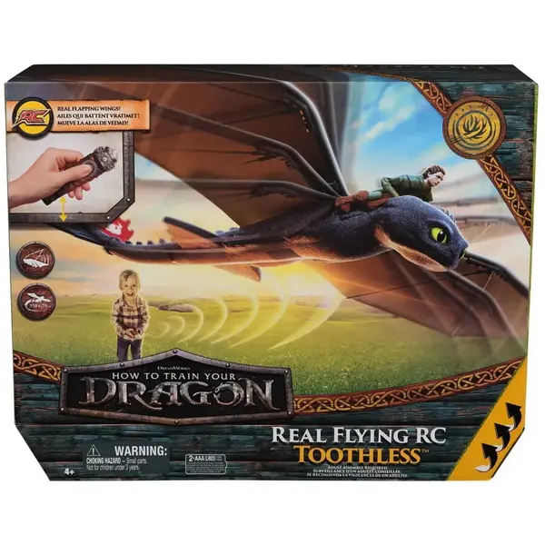 Spin Master How to Train Your Dragon – Dragon zburator teleghidat bazat pe filmul How To Train Your Dragon 2025, Negru, 4 ani+
