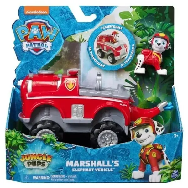 Spin Master Masinuta cu figurina Paw Patrol - Masina elefant a lui Marshall, Jungle Pups
