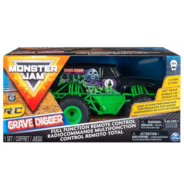 Spin Master Masinuta Monster Jam RC - Grave Digger, scara 1:24 Teleghidata