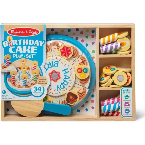 Spin Master Melissa & Doug - Set de joaca din lemn Tort de Aniversare, Multicolor, 3 ani+