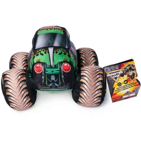 Spin Master Monster Jam - Camion Zombie Grave Digger de plus cu lumini si sunete, Oficial, Multicolor, 3 ani+