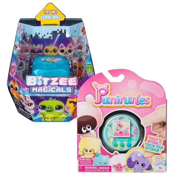 Spin Master Pachet - Jucarie interactiva Bitzee Magicals + Jucarie Digitala Interactiva, Punirunes, Squishy Bff