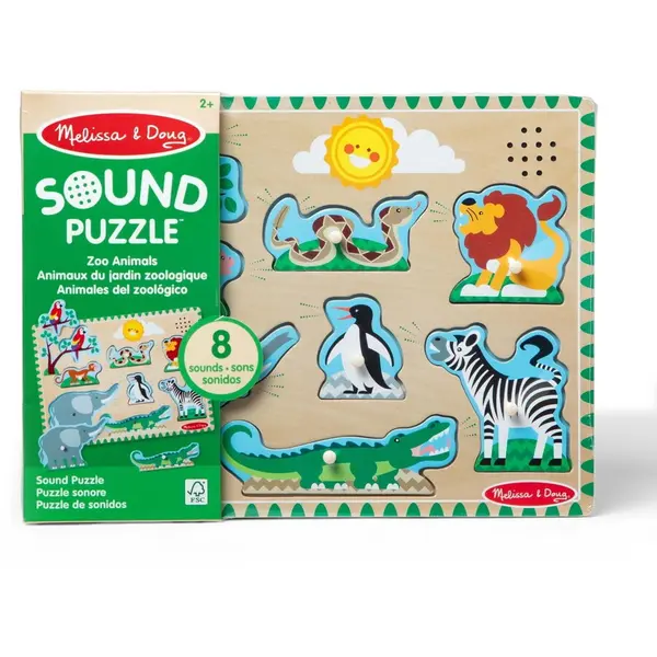 Spin Master Puzzle din lemn cu sunete Melissa & Doug Spin Master - Animale de la Zoo 8 piese 2 Ani+