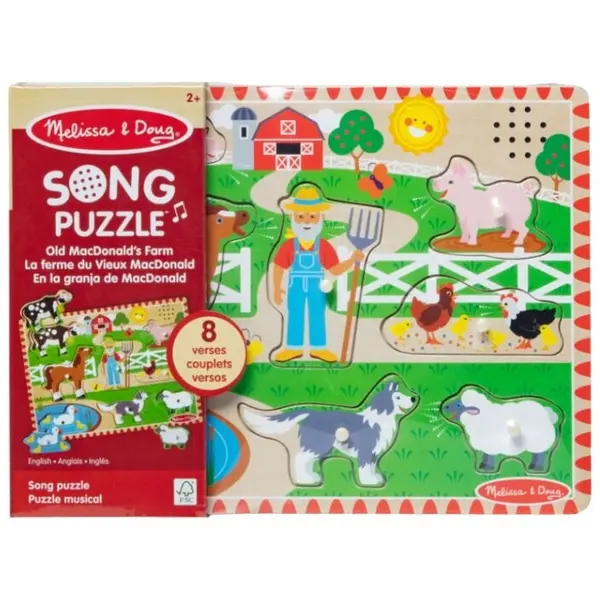 Spin Master Puzzle din lemn cu sunete Melissa & Doug Spin Master - Animale de la Ferma si Fermier 2 Ani+
