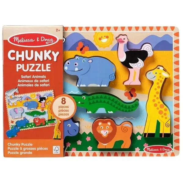 Spin Master Puzzle din lemn Melissa & Doug Spin Master - Animale din Safari 8 piese 2 Ani+