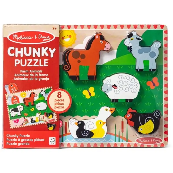 Spin Master Puzzle din lemn Melissa & Doug Spin Master - Animale de la Ferma 8 piese 2 Ani+