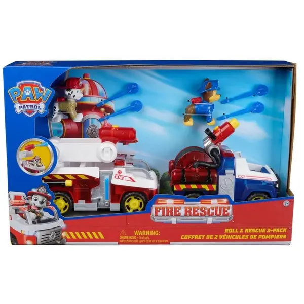 Spin Master Set 2 masinute cu figurine Spin Master PAW PATROL, Roll & Rescue, Include 2 vehicule si 2 figurine Chase si Marshall