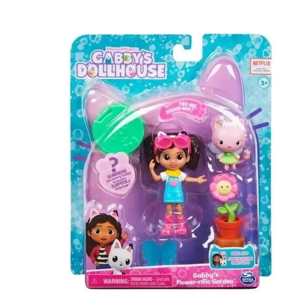 Spin Master Set 3 figurine interactive Spin Master, Gabby's Dollhouse Flower-rific Garden cu accesorii, 7 cm