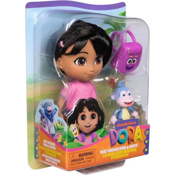 Spin Master Set Figurine Dora si Boots cu Accesorii de Calatorie, Nickelodeon, 30x10cm, Multicolor, pentru 3 ani
