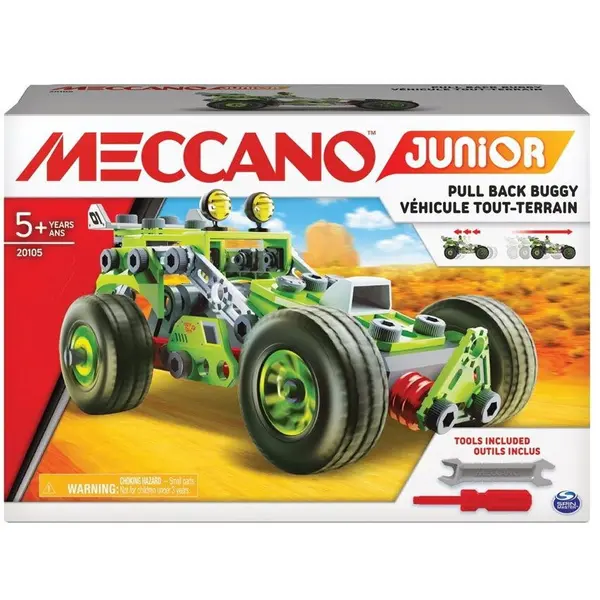 Spin Master Spin Master - Set constructie metalic Meccano, Junior Pull Back Buggy, 138piese
