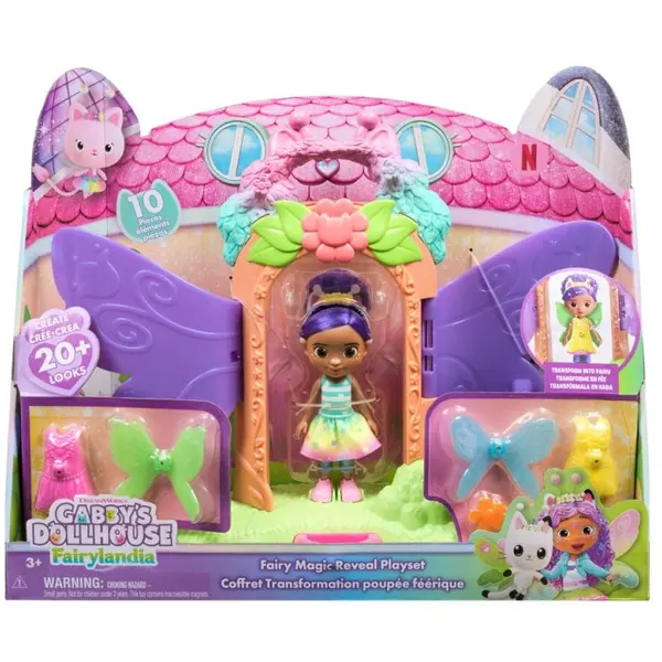 Spin Master Spin Master - Set de joaca Gabbys Dollhouse Fairylandia cu figurina, aripi detasabile, accesorii interschimbabile