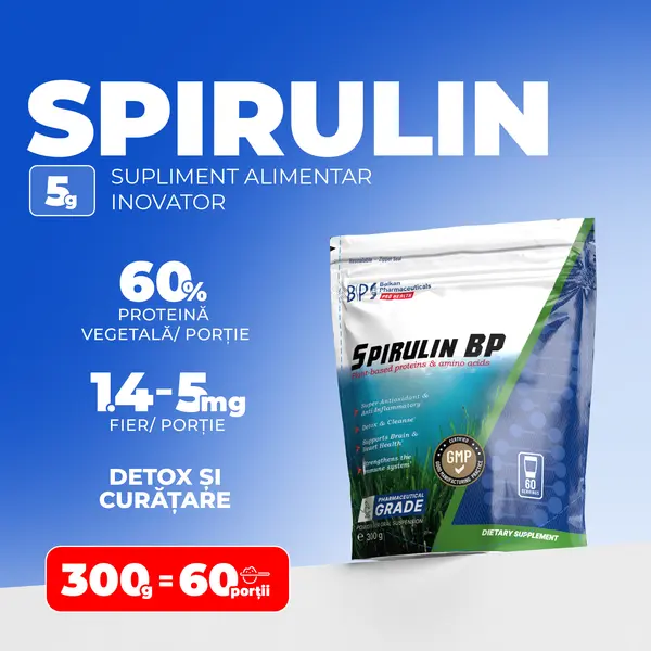 Spirulin BP, 300g, 60 de porții, pulbere