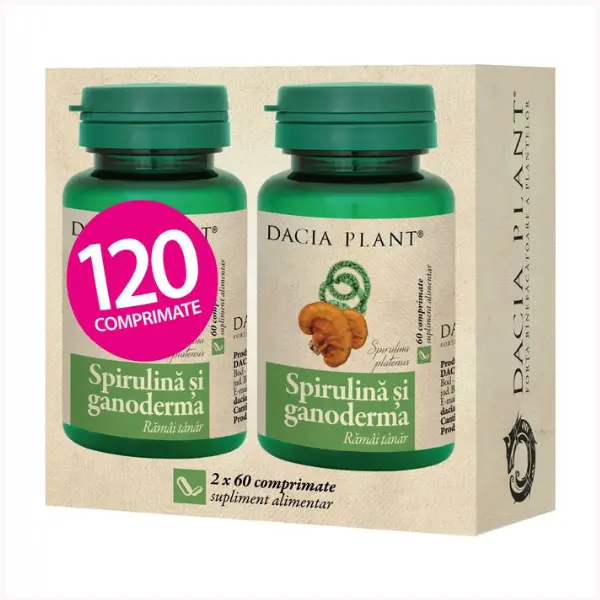 Spirulina si Ganoderma, Dacia Plant | 120 comprimate