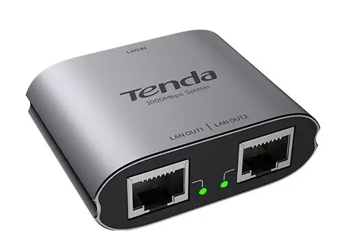 Splitter retea Tenda TND-SG103M, 1 intrare si 2 iesiri RJ45, 3 porturi Gigabit, alimentare USB-C, carcasa metalica
