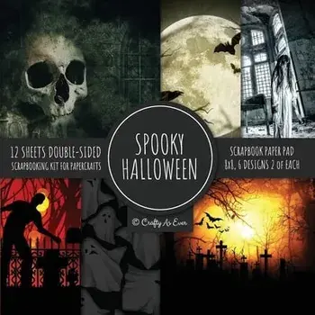 Spooky Halloween Scrapbook Paper Pad 8x8 Scrapbooking Kit for Papercrafts, Cardmaking, Printmaking, DIY Crafts, Holiday Themed, Designs, Borders, Back/***