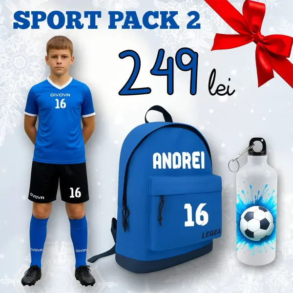 SPORT PACK 2 personalizat ALBASTRU 4XS, Tricou albastru. șort negru