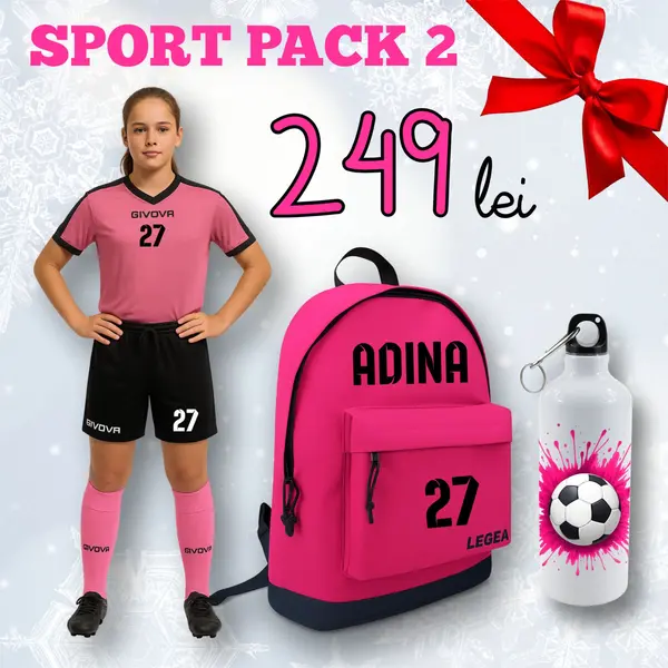 SPORT PACK 2 personalizat ROZ M, Tricou roz, șort negru