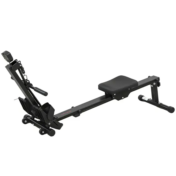 SPORTNOW Aparat de Vâslit pentru Acasă, Compact și Silențios cu Rezistență Elastică, Monitor LCD, Scaun Îmbunătățit, pentru Antrenament Complet al Corpului, Capacitate 150 kg, Economisire Spațiu, Negru | Aosom Romania