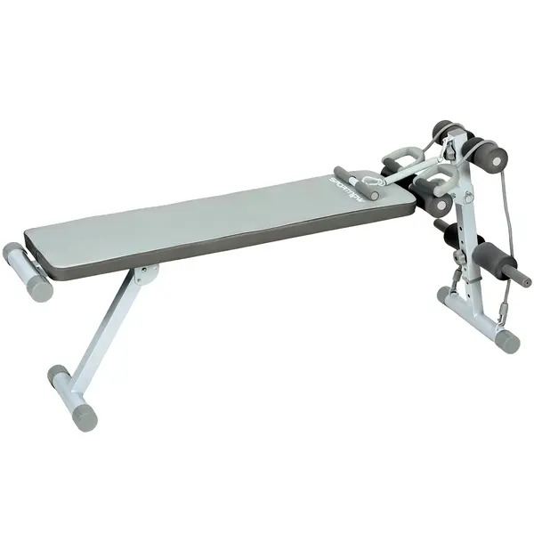 SPORTNOW Bancă multifuncțională pentru antrenament, bancă plată reglabilă cu șezut pe 3 nivele, 141 x 52 x 54-71 cm, albastru și alb | Aosom Romania