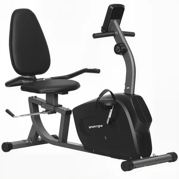 SPORTNOW Bicicletă de Acasă Recumbent cu 8 Nivele de Rezistență Magnetică, Măsurare Puls, Scaun Reglabil | Aosom Romania