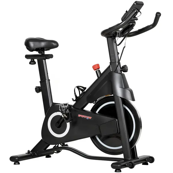 SPORTNOW Bicicletă de apartament, Bicicletă de exerciții, Rezistență magnetică reglabilă, Ecran LCD, Șa confortabilă, 108x51x116cm, Alb | Aosom Romania