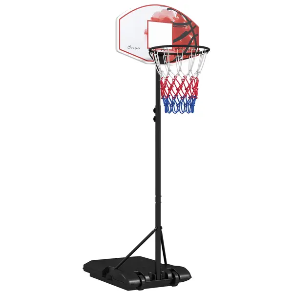 SPORTNOW Coș de baschet cu înălțime reglabilă, independent, cu plasă și roți, bază mare, 179-209 cm, plastic, oțel | Aosom Romania