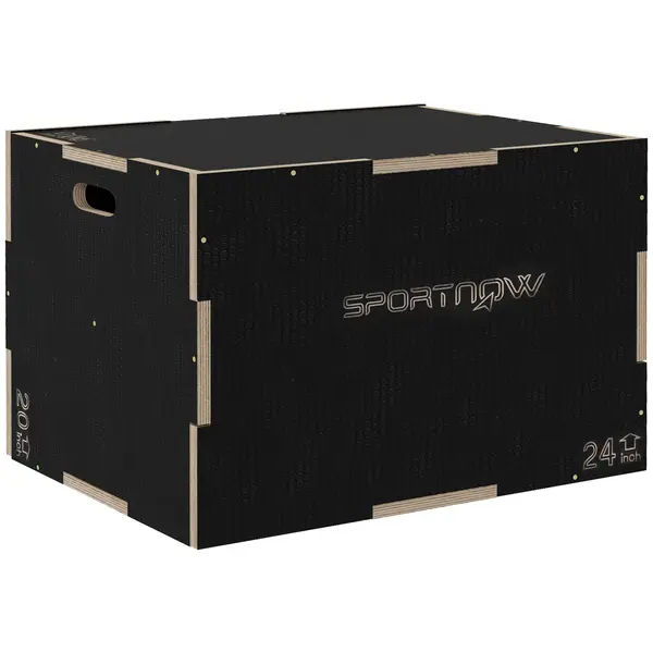 SPORTNOW Cutie Plyometrică 3-in-1 din Lemn Antiderapant, Ideală pentru Fitness Acasă, Dimensiuni 76/61/51cm | Aosom România