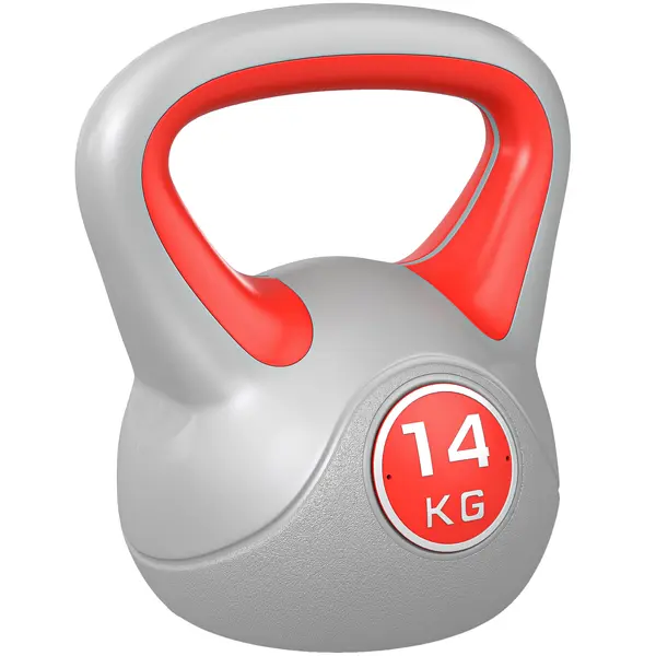 SPORTNOW Kettlebell 14kg pentru Întărire Musculară, Bază Plată, Mâner Confortabil, PU și Nisip, 26x18x32 cm, Roșu | Aosom Romania
