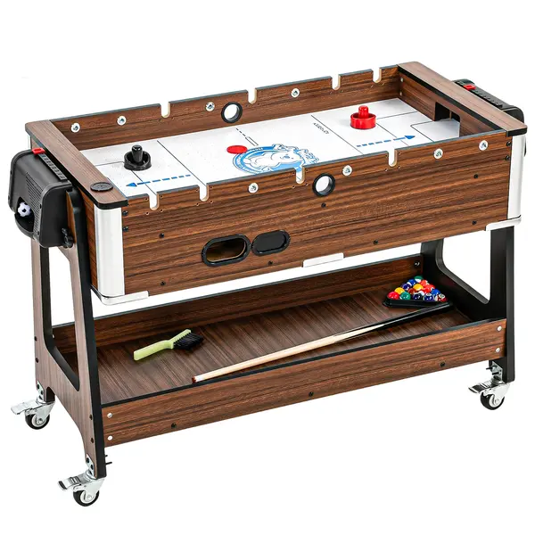SPORTNOW Masă 3 în 1: Air Hockey, Biliard, Fotbal de masă, Roți blocabile, Poliță | Aosom Romania