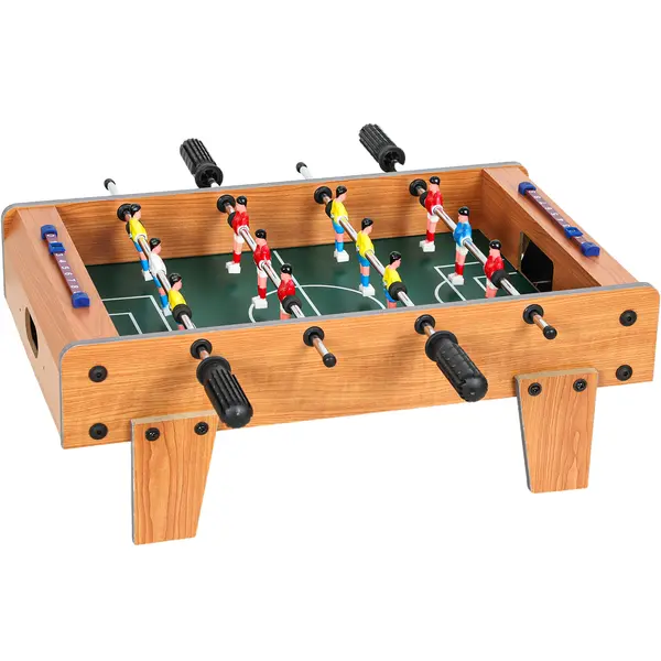 SPORTNOW Mini Babyfoot Masă de Baby-foot cu Panouri de Scor și 2 Bile 50,6x50,5x18cm Finisaj Lemn Natural | Aosom Romania