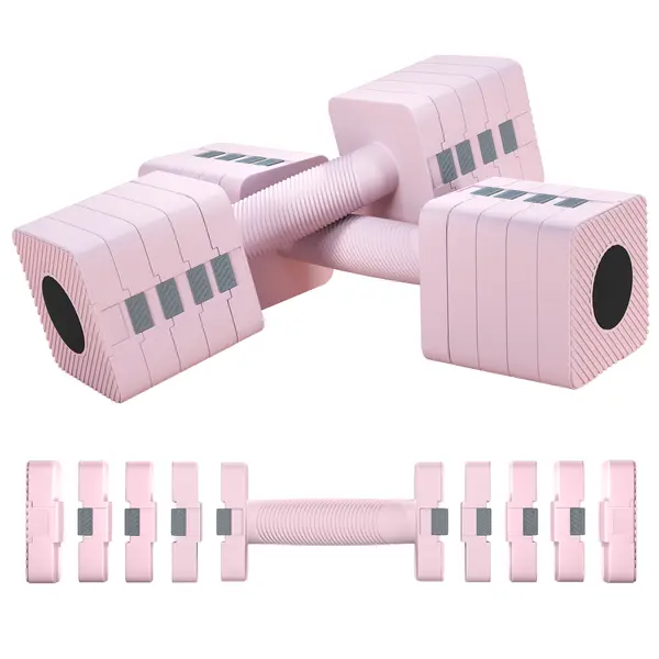 SPORTNOW Set 2 Gantere de 5 kg, Pătrate și Antiderapante cu Plăci Detașabile, din Oțel și ABS, 32x9x9 cm, Roz | Aosom Romania
