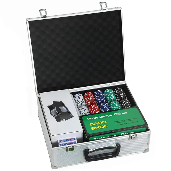 SPORTNOW Set de Poker cu 300 de Jetoane, Amestecător de Cărți, Suport de Cărți, Cazinou Texas Holdem Poker Set cu Covoraș, Argintiu | Aosom Romania