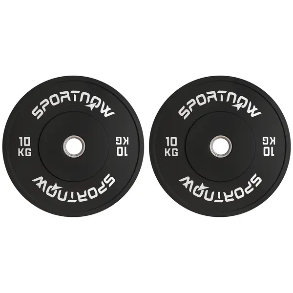 SPORTNOW Set Discuri de Greutate din Cauciuc Solid cu Orificii, Փ45x4 cm, Negru | Aosom Romania