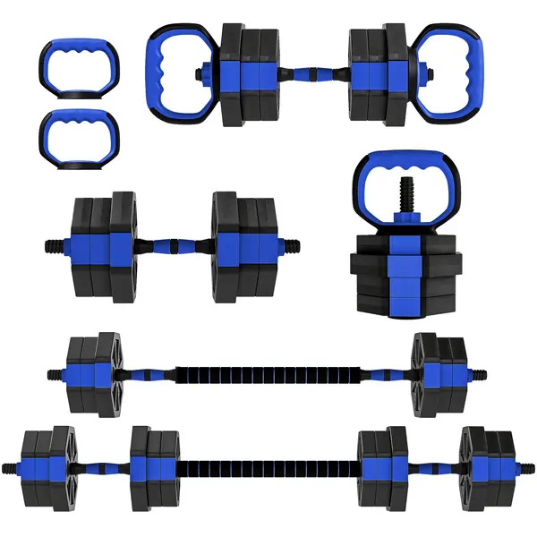 SPORTNOW Set Greutăți Fitness 6 în 1 Multifuncțional, 20 kg din Plastic și Nisip, 125x18x18 cm, Albastru | Aosom Romania