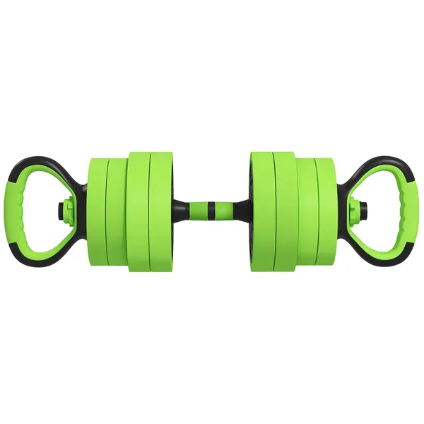 SPORTNOW Set Greutăți Sala de Sport 4 în 1 de 20kg, Convertibil în Kettlebell, 2 Gantere, Bară de Haltere și Suport pentru Flotări, Verde | Aosom Romania