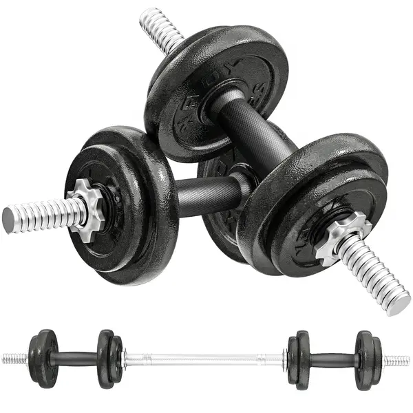 SPORTNOW Set Greutăți și Halteră de 20kg cu Mânere Antiderapante 8 Discuri de Greutate | Aosom Romania