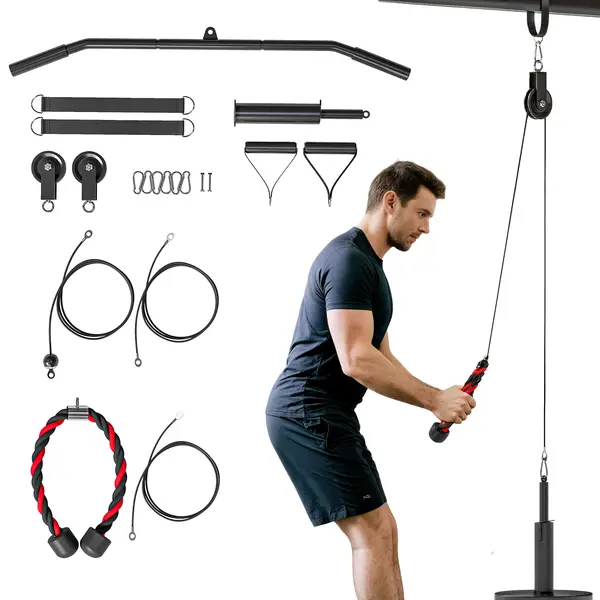 SPORTNOW Sistem de Scripeți pentru Sala de Sport, Scripeți pentru Sala de Acasă, Mașină LAT Pulley pentru Antrenament Bicepși și Tricepși, Atașament pentru Discuri Greutăți Universale și Accesorii | Aosom Romania