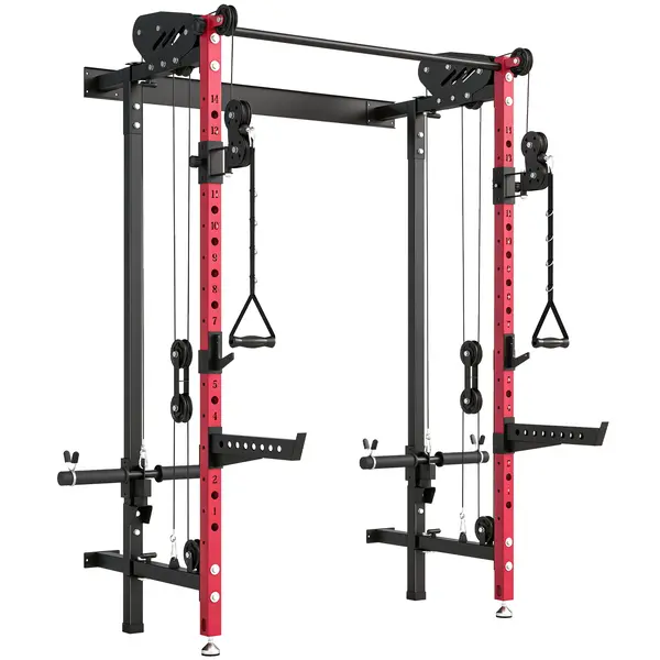 SPORTNOW Stație multifuncțională pentru sală, trainer Lat Pulldown, crossover, suport pentru greutăți | Aosom Romania