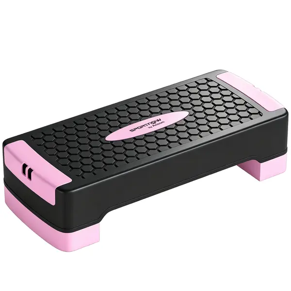 SPORTNOW Step Aerobic Reglabil pe 2 Niveluri cu 2 Benzi de Rezistență, Roz | Aosom Romania