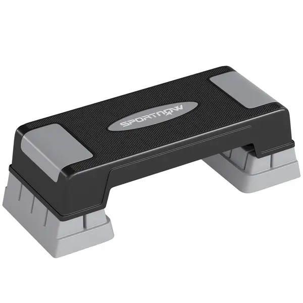SPORTNOW Stepper Fitness Aerobic 3 Niveluri, Înălțime Reglabilă 12/17,5/22,5 cm, Suprafață Antiderapantă, Capacitate 250 kg, Gri | Aosom Romania